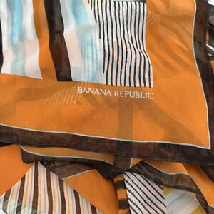 Banana Republic Square Scarf 44” Brown, Orange, Light Blue, and Yellow